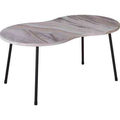 VCM NORDIC Mirola soffbord, med rundade kanter - trä i vit marmorlook