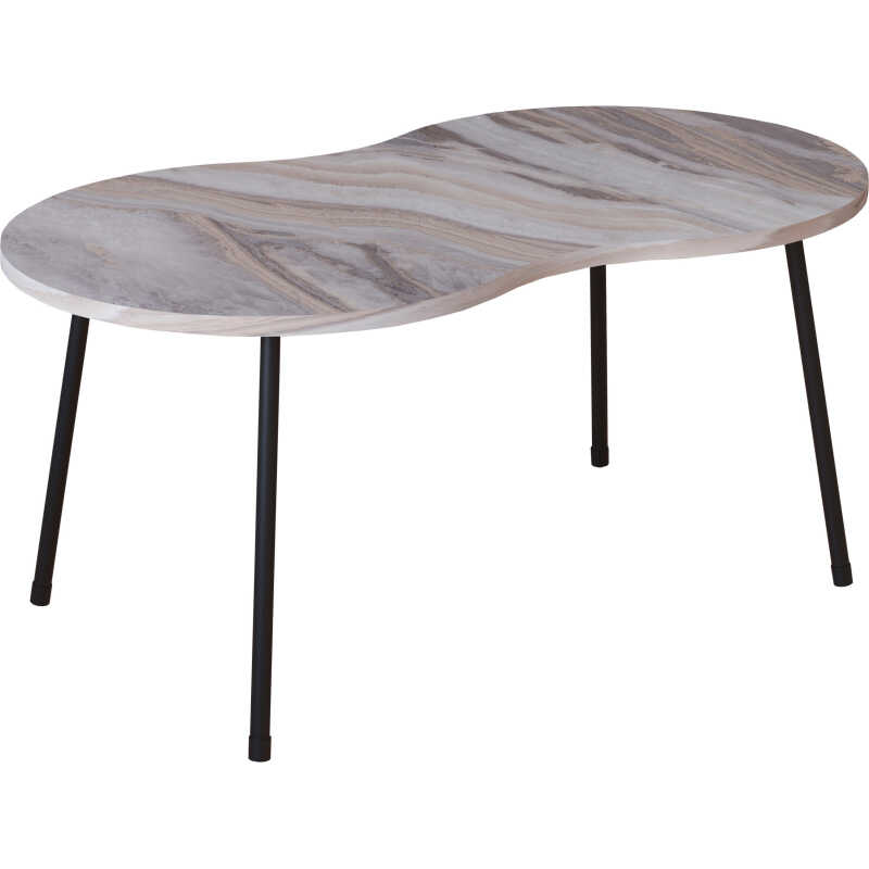 VCM NORDIC Mirola soffbord, med rundade kanter - trä i vit marmorlook