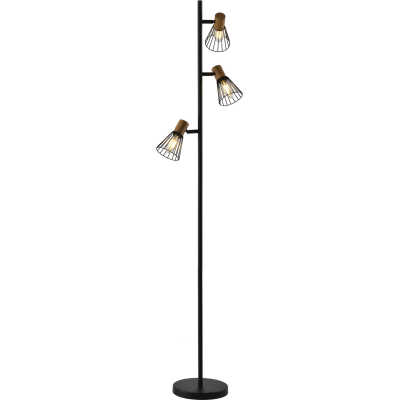 VENTURE DESIGN Atticus golvlampa - naturligt trä och svart järn