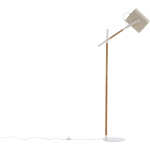 VENTURE DESIGN Dennis golvlampa - beige linne och vitt/naturstål