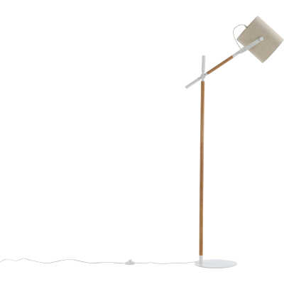 VENTURE DESIGN Dennis golvlampa - beige linne och vitt/naturstål