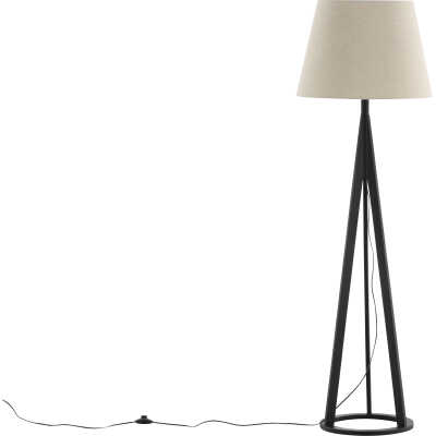 VENTURE DESIGN Kona golvlampa - linne och svart gummiträ
