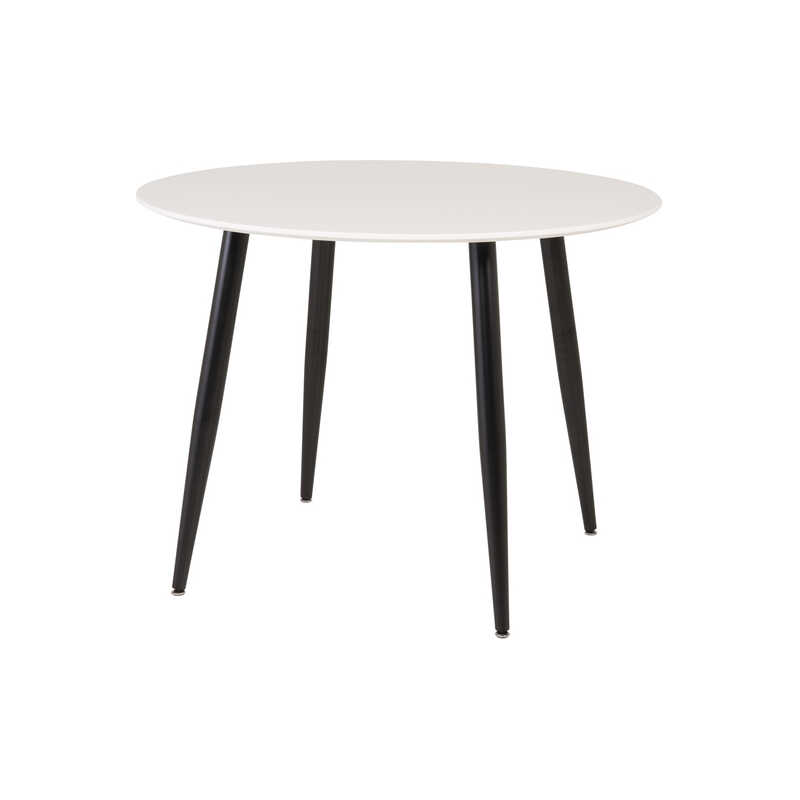 VENTURE DESIGN Plaza matbord, runt - vit MDF och svart stål