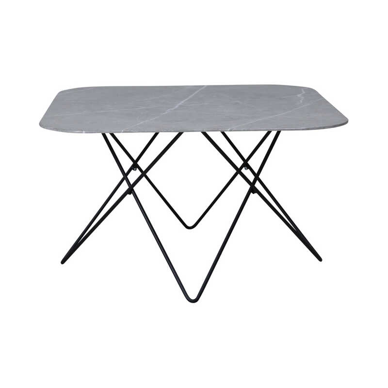 VENTURE DESIGN Tristar soffbord, fyrkantigt - gråmarmorerat glas och svart stål VENTURE DESIGN Tristar soffbord, fyrkantigt - gråmarmorerat glas och svart stål