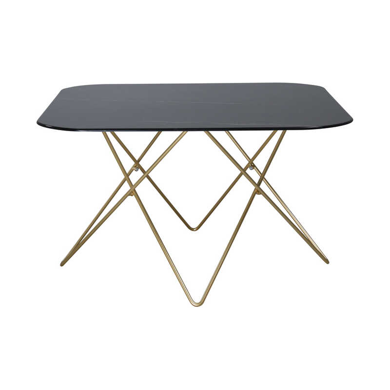 VENTURE DESIGN Tristar soffbord, fyrkantigt - svart marmorerat glas och mässingsstål VENTURE DESIGN Tristar soffbord, fyrkantigt - svart marmorerat glas och mässingsstål