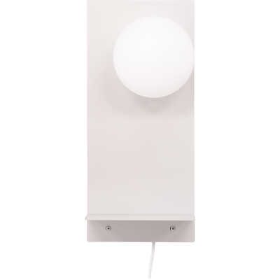 VENTURE DESIGN Troyes vägglampa, med hylla - vitt glas och ljusgrått järn