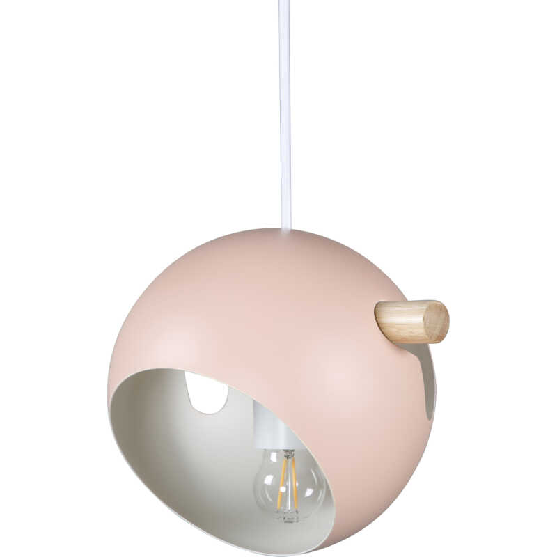 VENTURE DESIGN Tubbie taklampa - natur trä och rosa järn VENTURE DESIGN Tubbie taklampa - natur trä och rosa järn
