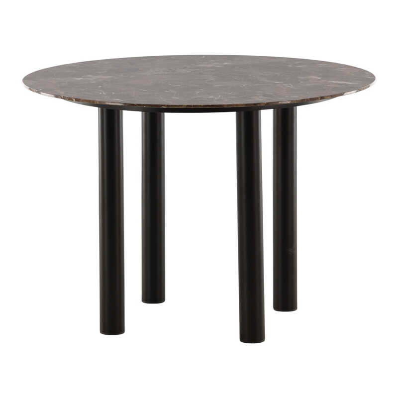 VIND KOLLEKTION Havstone matbord, runt - glas med brunt marmormönster och svart metall VIND KOLLEKTION Havstone matbord, runt - glas med brunt marmormönster och svart metall