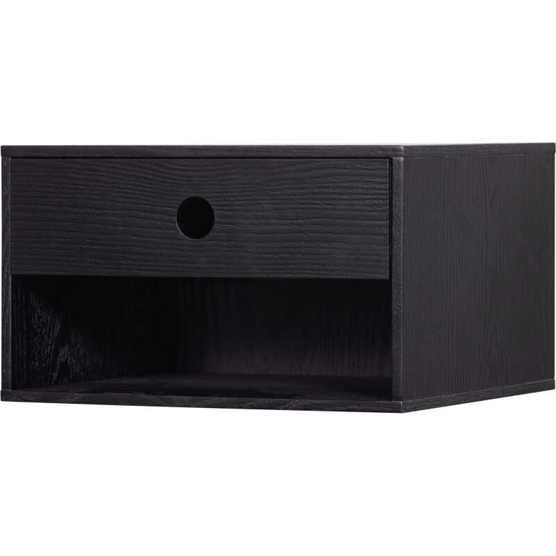 WOOOD Nancy vägghängt sängbord, m. 1 låda och 1 fack - svart MDF WOOOD Nancy vägghängt sängbord, m. 1 låda och 1 fack - svart MDF