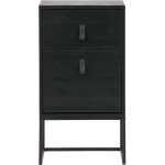 WOOOD Zola sängbord, m. 1 dörr och 1 låda - svart trä och metall