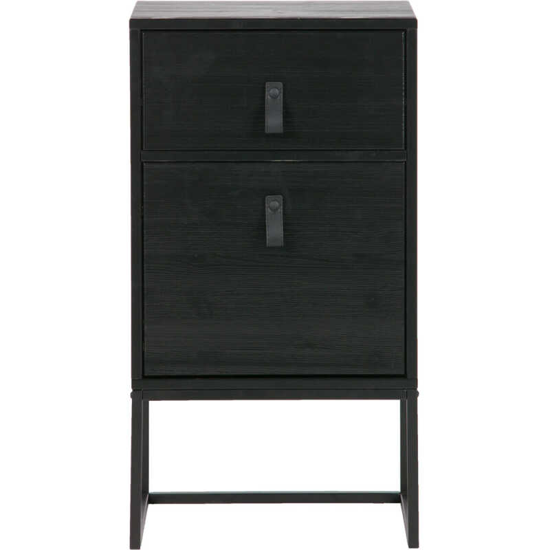 WOOOD Zola sängbord, m. 1 dörr och 1 låda - svart trä och metall