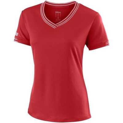 Wilson Team Dame V-Neck T-shirt Röd
