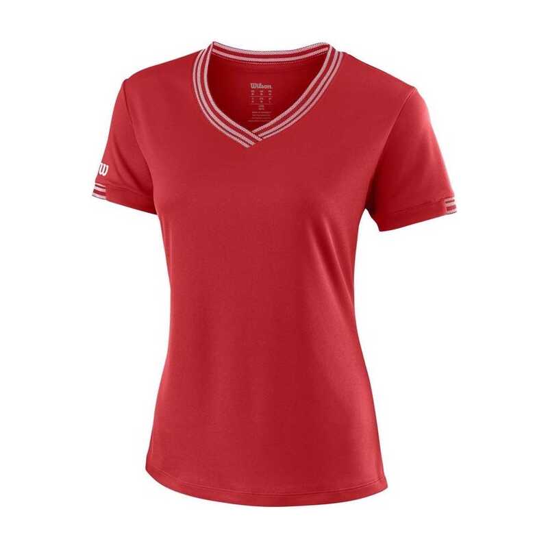 Wilson Team Dame V-Neck T-shirt Röd