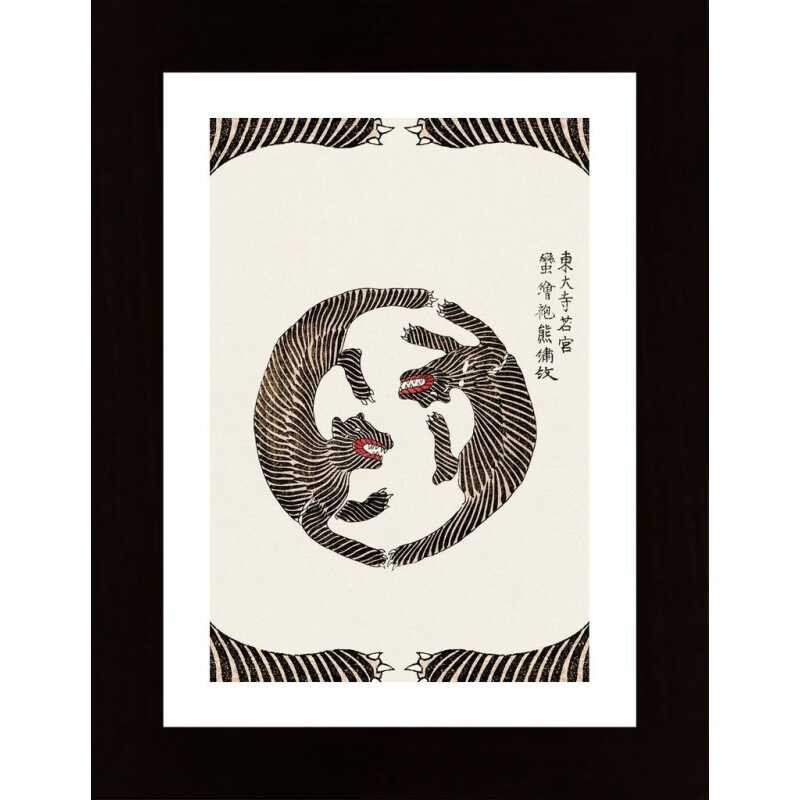 Woodblock Tigers From Yatsuo No Tsubaki Creative Ed Poster