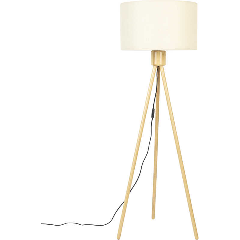 ZUIVER Fläktgolvlampa - vit och naturlig bambu