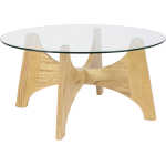 ZUIVER Kobe soffbord, runt - glas och naturlig ask