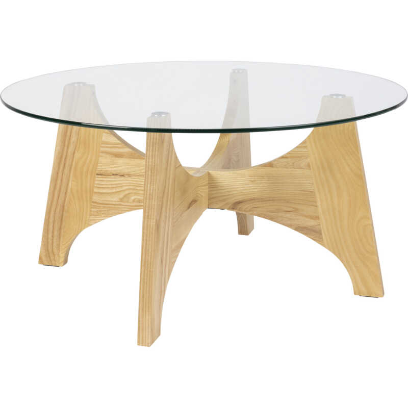 ZUIVER Kobe soffbord, runt - glas och naturlig ask ZUIVER Kobe soffbord, runt - glas och naturlig ask
