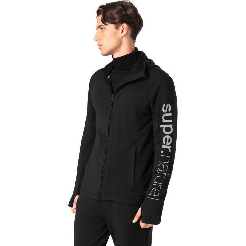 super.natural Men's Alpine Hooded Jacket Jet Black super.natural Men's Alpine Hooded Jacket Jet Black