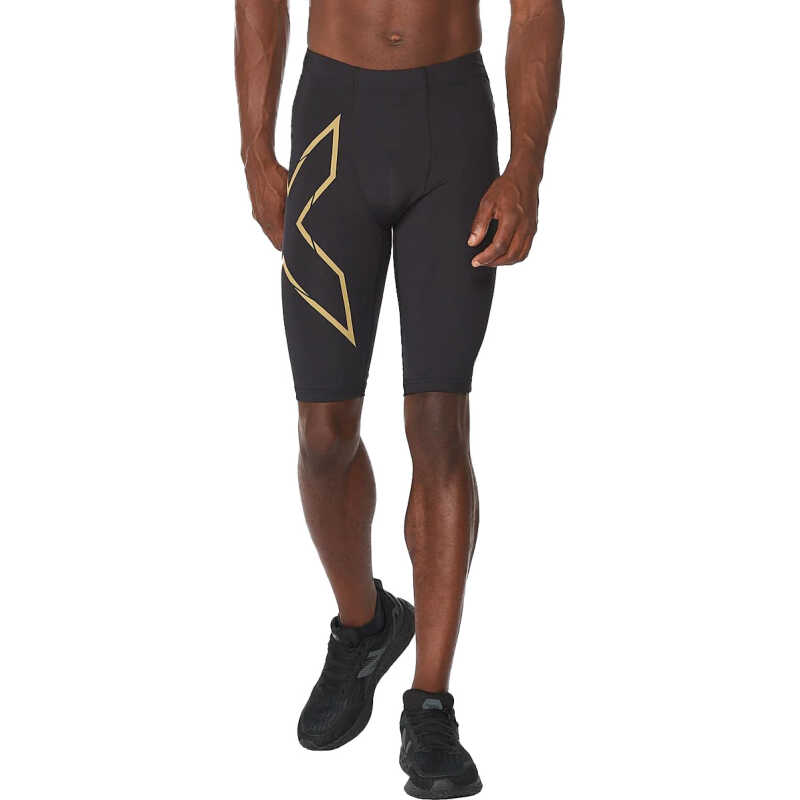 2XU Men's MCS Run Compression Shorts Black/Gold Reflective