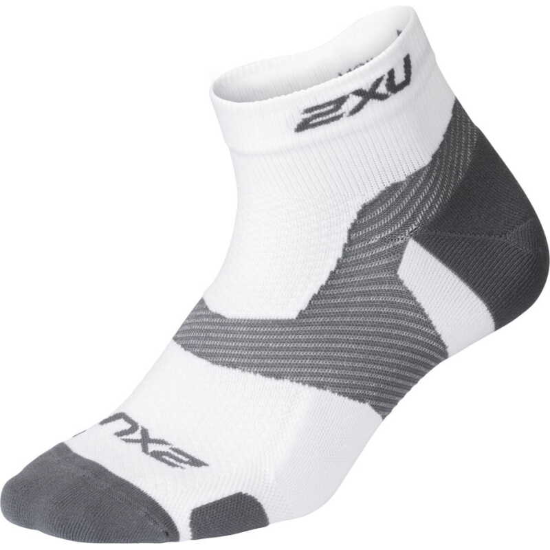 2XU Vectr Light Cush 1/4 Crew Sock White/Grey 2XU Vectr Light Cush 1/4 Crew Sock White/Grey