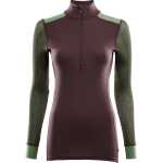Aclima Women's WoolNet Hybrid Mock Neck Fudge/Dill/Olive Night