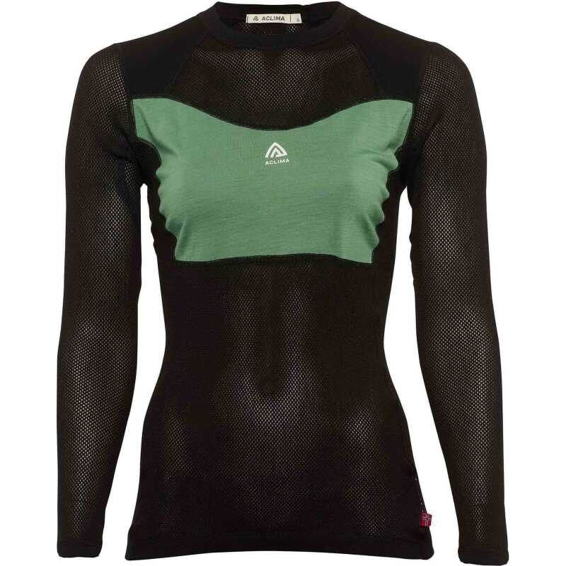 Aclima Women's WoolNet Light Crewneck Jet Black/Dark Ivy