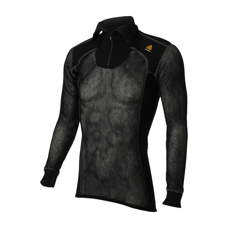 Aclima Woolnet Polo With Zip Men's Jet Black Aclima Woolnet Polo With Zip Men's Jet Black