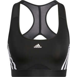Adidas Women's ADIDAS Powerreact Training Medium-Support 3-Stripes Bra Black/White