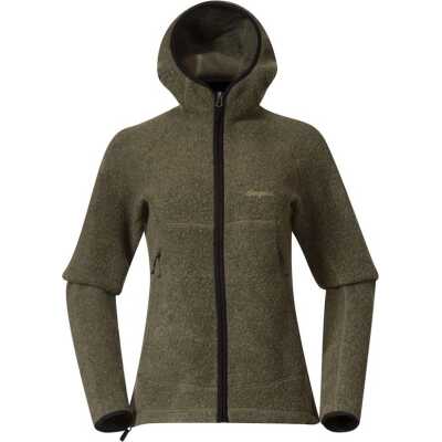 Bergans Women's Vaagaa Merino Terry Midlayer Hoodie Green Mud