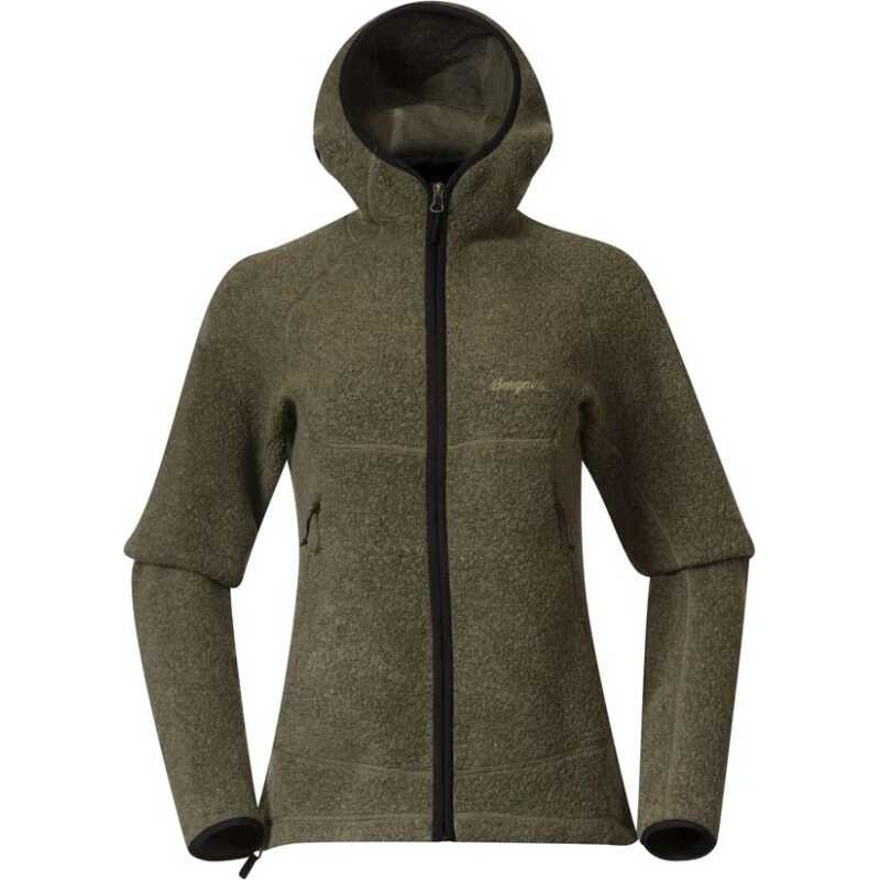Bergans Women's Vaagaa Merino Terry Midlayer Hoodie Green Mud Bergans Women's Vaagaa Merino Terry Midlayer Hoodie Green Mud