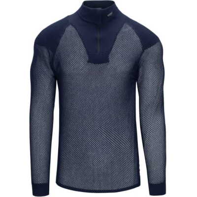 Brynje Unisex Super Thermo Zip Polo Shirt with Shoulder Inlay Black
