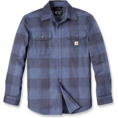 Carhartt Men's Flannel L/S Plaid Shirt Navy