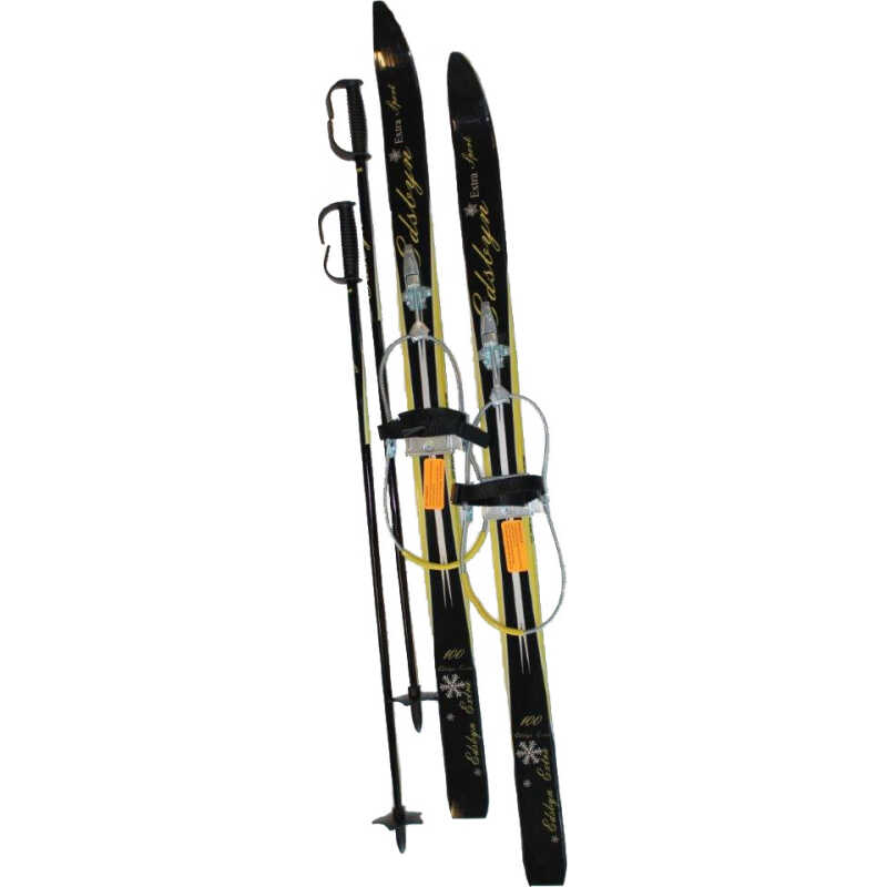 Edsbyn Kids' Ski Set with Cable Binding+Poles Black/yellow Edsbyn Kids' Ski Set with Cable Binding+Poles Black/yellow