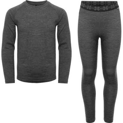Gridarmor Juniors' Viks Wool Undert⌀y Set Dk. Greymelange