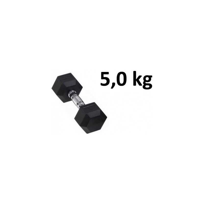 Gummi / Kromhantel HEX Master Fitness 5,0 kg Gummi / Kromhantel HEX Master Fitness 5,0 kg