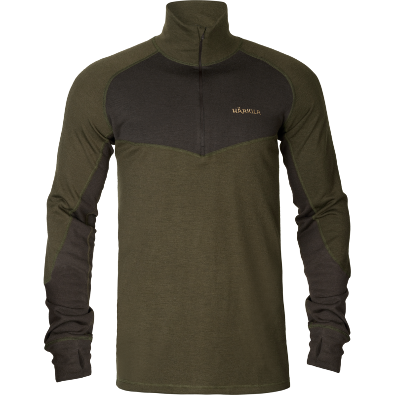 Härkila Men's Base Warm Baselayer Shirt Willow Green/Shadow Brown