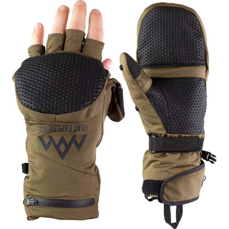 Heat Experience Heated Hunt Pullover Mittens Green/Black Heat Experience Heated Hunt Pullover Mittens Green/Black