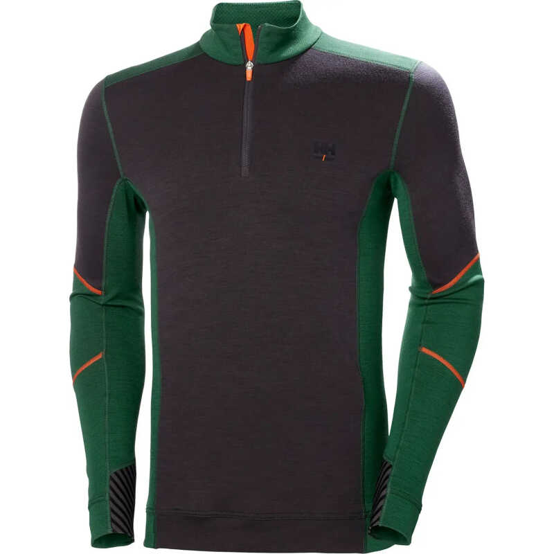 Helly Hansen Workwear Men's Halfzip Shirt Lifa Merino Green/Ebony Helly Hansen Workwear Men's Halfzip Shirt Lifa Merino Green/Ebony
