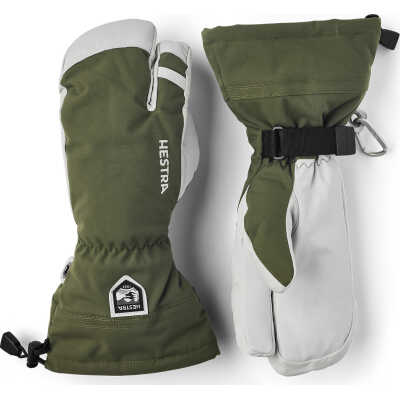 Hestra Army Leather Heli Ski 3-Finger Olive