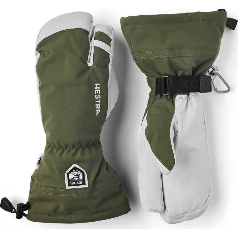 Hestra Army Leather Heli Ski 3-Finger Olive