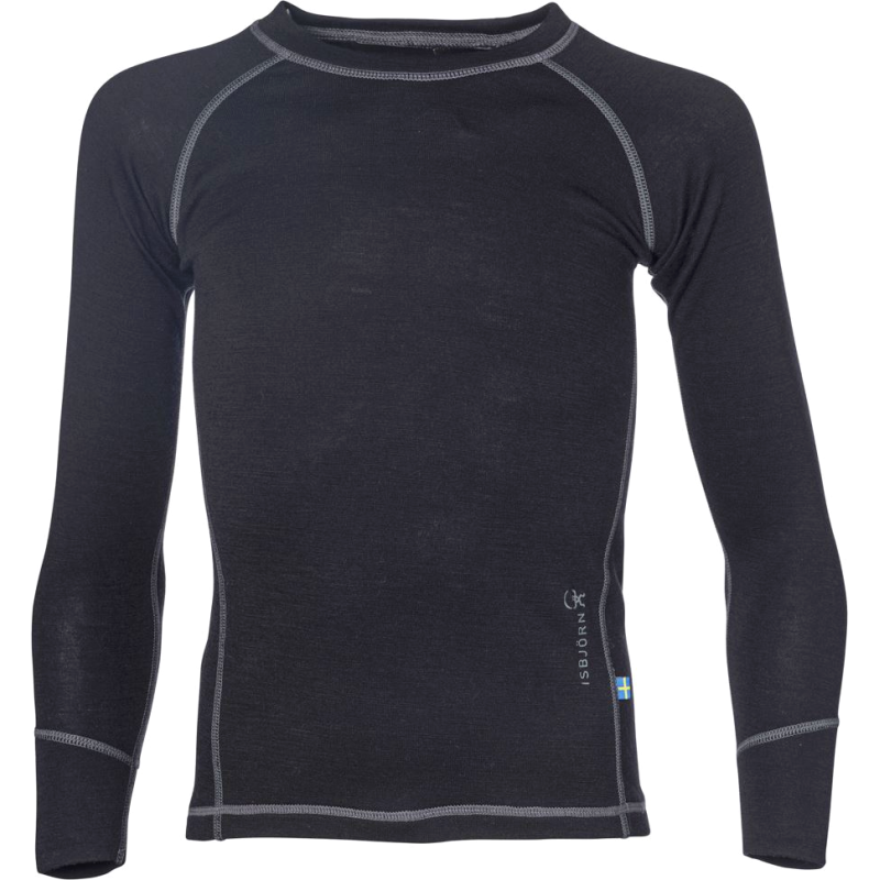Isbjörn of Sweden Kids' Husky Sweater Baselayer Black