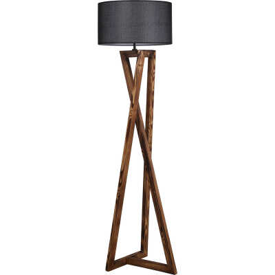 LUMI golvlampa - svart tyg och brunt granträ