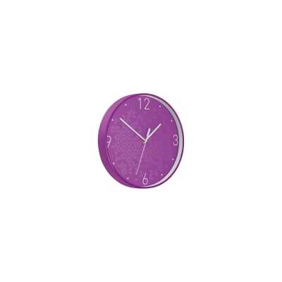 Leitz WOW - Klocka - kvarts - väggmonterbar - 29 cm - purple with geometric pattern