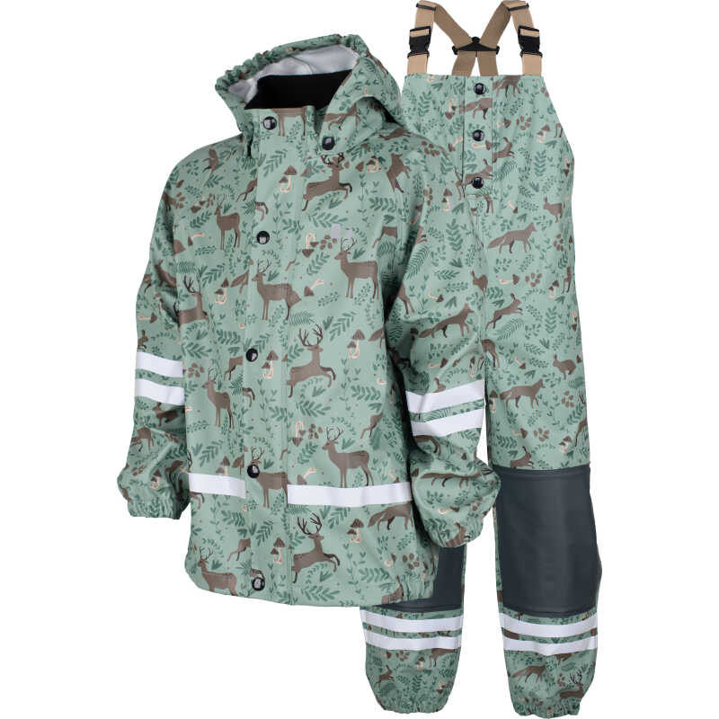 Lindberg Kids' Vattholma Rain Set Green/brown