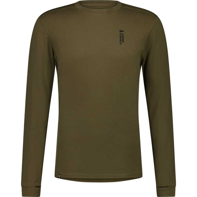 Mons Royale Men's Cascade Merino Flex 200 Long Sleeve Dark Olive Mons Royale Men's Cascade Merino Flex 200 Long Sleeve Dark Olive