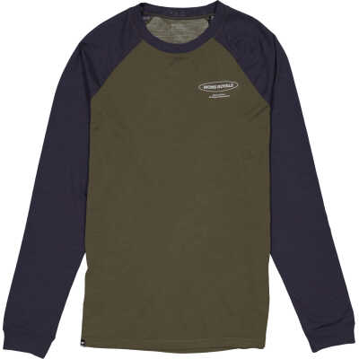 Mons Royale Men's Icon Merino Raglan Long Sleeve Dark Olive/9 Iron