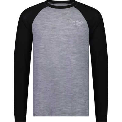 Mons Royale Men's Icon Merino Raglan Long Sleeve Grey Heather / Black
