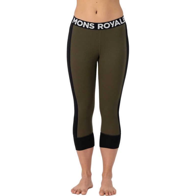 Mons Royale Women's Cascade Merino Flex 200 3/4 Legging Dark Olive