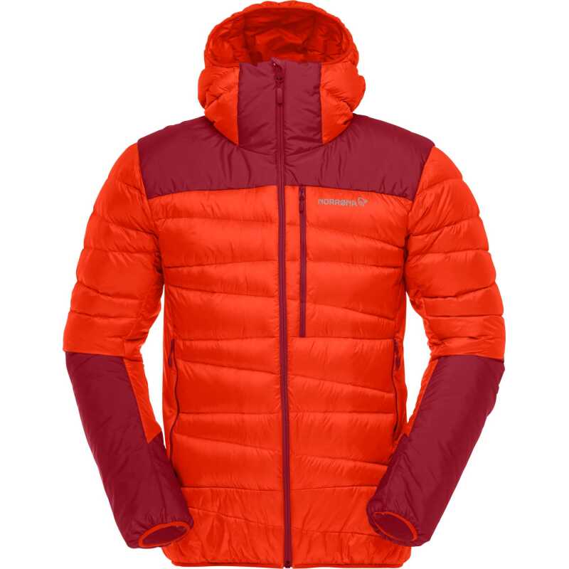 Norr⌀na Men's Falketind Down750 Hood Arednalin/Rhubarb