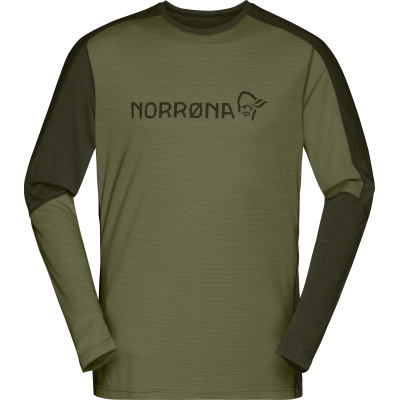 Norr⌀na Men's Falketind Equaliser Merino Round Neck Olive Night/Rosin